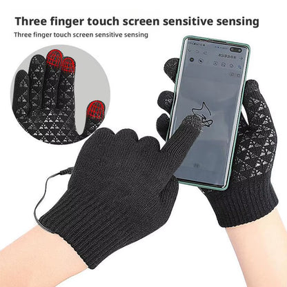 Electric USB Heated Gloves Winter Gloves Thermal Touch Screen Thermal Windproof Warm Knitted Glove Motorcycle Bicycle Gloves