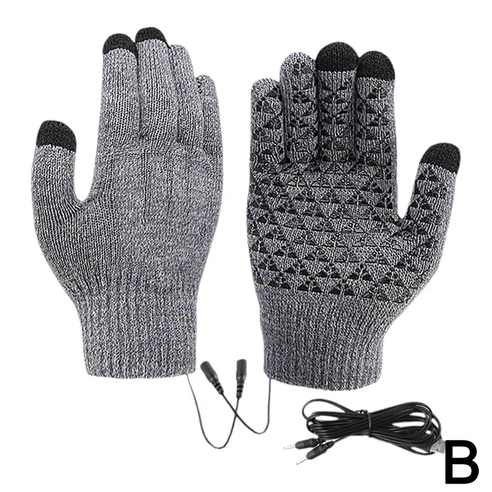 Electric USB Heated Gloves Winter Gloves Thermal Touch Screen Thermal Windproof Warm Knitted Glove Motorcycle Bicycle Gloves