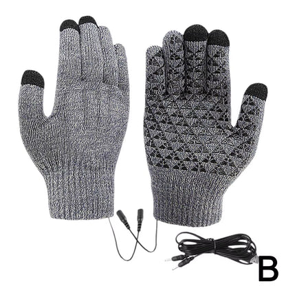 Electric USB Heated Gloves Winter Gloves Thermal Touch Screen Thermal Windproof Warm Knitted Glove Motorcycle Bicycle Gloves